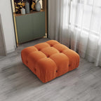 Pouf carré en velours – Beige / Noir / Vert / Orange, bois massif et ressorts, minimaliste, 1 à 2 places