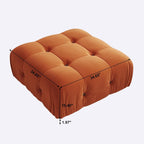 Pouf carré en velours – Beige / Noir / Vert / Orange, bois massif et ressorts, minimaliste, 1 à 2 places