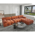 Pouf carré en velours – Beige / Noir / Vert / Orange, bois massif et ressorts, minimaliste, 1 à 2 places