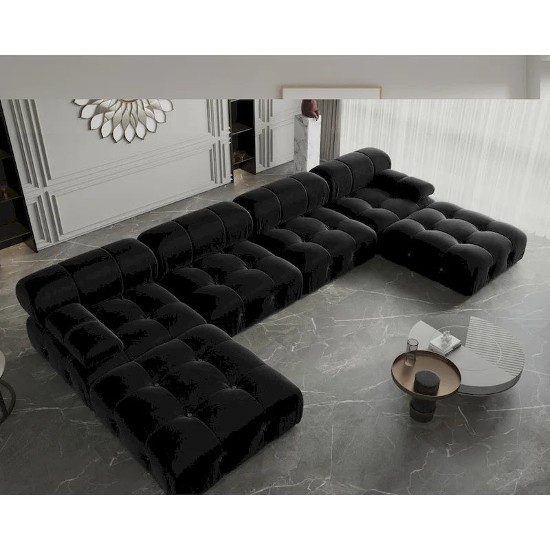 Pouf carré en velours – Beige / Noir / Vert / Orange, bois massif et ressorts, minimaliste, 1 à 2 places