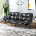Canapé-lit futon en polyester gris noir/foncé/tissu avec accoudoirs réglables pour 2 personnes