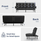 Canapé-lit futon en polyester gris noir/foncé/tissu avec accoudoirs réglables pour 2 personnes