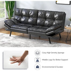 Canapé-lit futon en polyester gris noir/foncé/tissu avec accoudoirs réglables pour 2 personnes