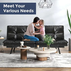 Canapé-lit futon en polyester gris noir/foncé/tissu avec accoudoirs réglables pour 2 personnes
