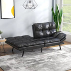 Canapé-lit futon en polyester gris noir/foncé/tissu avec accoudoirs réglables pour 2 personnes