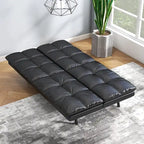 Canapé-lit futon en polyester gris noir/foncé/tissu avec accoudoirs réglables pour 2 personnes
