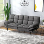 Canapé-lit futon en polyester gris noir/foncé/tissu avec accoudoirs réglables pour 2 personnes