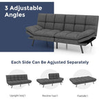 Canapé-lit futon en polyester gris noir/foncé/tissu avec accoudoirs réglables pour 2 personnes