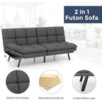 Canapé-lit futon en polyester gris noir/foncé/tissu avec accoudoirs réglables pour 2 personnes