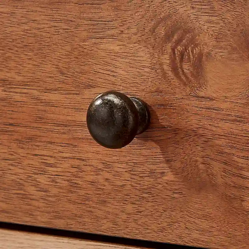 Table d'appoint à 1 tiroir style Mid-Century – Marron / Noyer foncé, Bois et métal, Utilisation individuelle