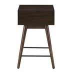 Table d'appoint à 1 tiroir style Mid-Century – Marron / Noyer foncé, Bois et métal, Utilisation individuelle