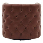 Fauteuil d'appoint pivotant capitonné en cuir pleine fleur crème/marron pour 1 personne