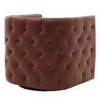 Fauteuil d'appoint pivotant capitonné en cuir pleine fleur crème/marron pour 1 personne