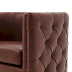 Fauteuil d'appoint pivotant capitonné en cuir pleine fleur crème/marron pour 1 personne