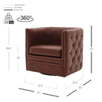 Fauteuil d'appoint pivotant capitonné en cuir pleine fleur crème/marron pour 1 personne