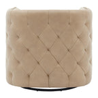 Fauteuil d'appoint pivotant capitonné en cuir pleine fleur crème/marron pour 1 personne