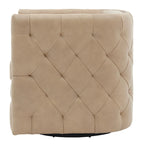 Fauteuil d'appoint pivotant capitonné en cuir pleine fleur crème/marron pour 1 personne