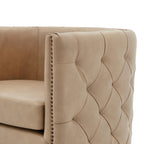 Fauteuil d'appoint pivotant capitonné en cuir pleine fleur crème/marron pour 1 personne