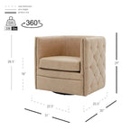 Fauteuil d'appoint pivotant capitonné en cuir pleine fleur crème/marron pour 1 personne