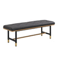 Banc de bout de lit en similicuir avec pieds en métal doré – Gris / Marron / Beige, Moderne capitonné, Pour 2 utilisateurs