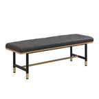Banc de bout de lit en similicuir avec pieds en métal doré – Gris / Marron / Beige, Moderne capitonné, Pour 2 utilisateurs