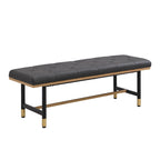 Banc de bout de lit en similicuir avec pieds en métal doré – Gris / Marron / Beige, Moderne capitonné, Pour 2 utilisateurs
