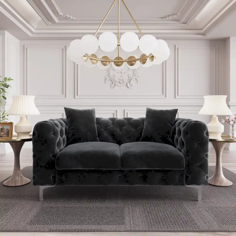 Causeuse 2 places en velours hollandais beige / bleu / gris / noir