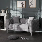 Causeuse 2 places en velours hollandais beige / bleu / gris / noir