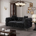 Causeuse 2 places en velours hollandais beige / bleu / gris / noir