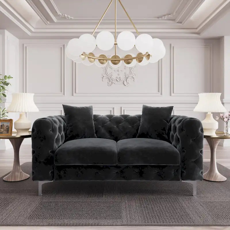 Causeuse 2 places en velours hollandais beige / bleu / gris / noir