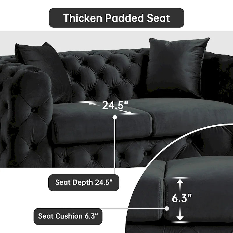 Causeuse 2 places en velours hollandais beige / bleu / gris / noir
