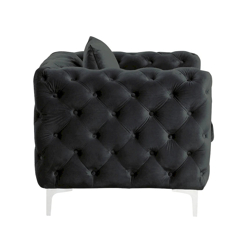 Causeuse 2 places en velours hollandais beige / bleu / gris / noir