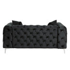 Causeuse 2 places en velours hollandais beige / bleu / gris / noir