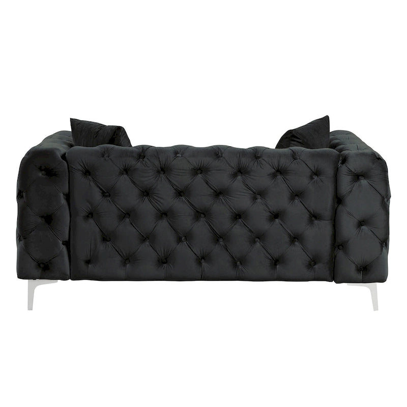 Causeuse 2 places en velours hollandais beige / bleu / gris / noir