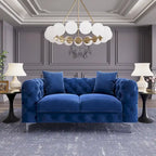 Causeuse 2 places en velours hollandais beige / bleu / gris / noir