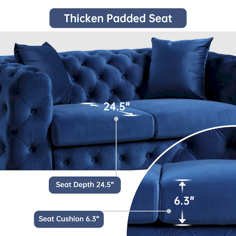 Causeuse 2 places en velours hollandais beige / bleu / gris / noir