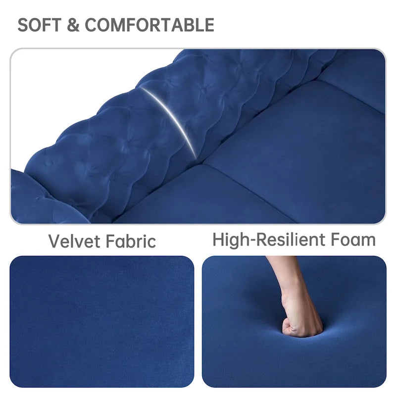Causeuse 2 places en velours hollandais beige / bleu / gris / noir
