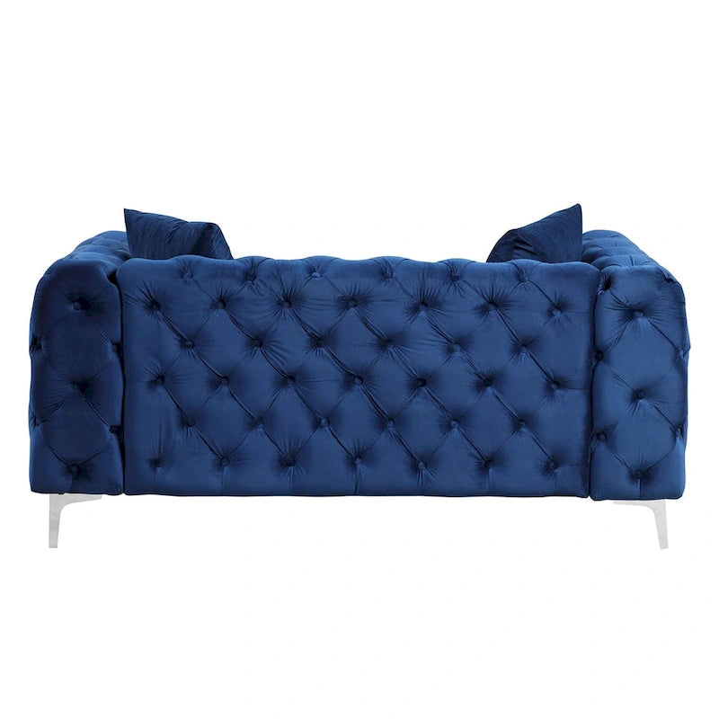 Causeuse 2 places en velours hollandais beige / bleu / gris / noir