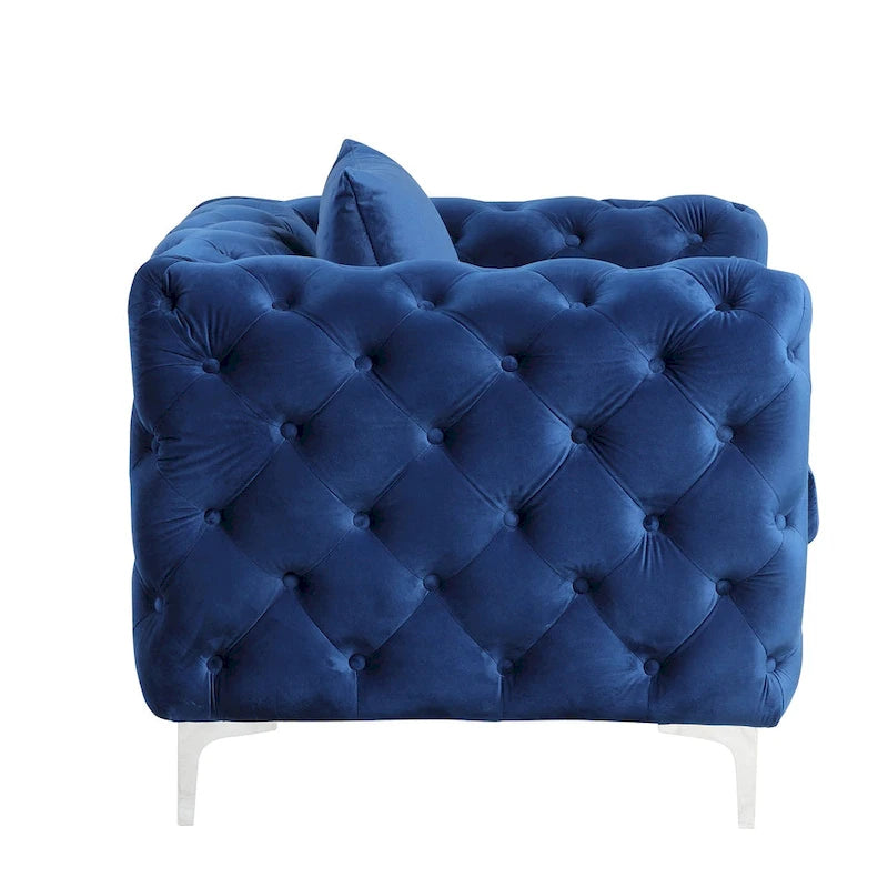 Causeuse 2 places en velours hollandais beige / bleu / gris / noir