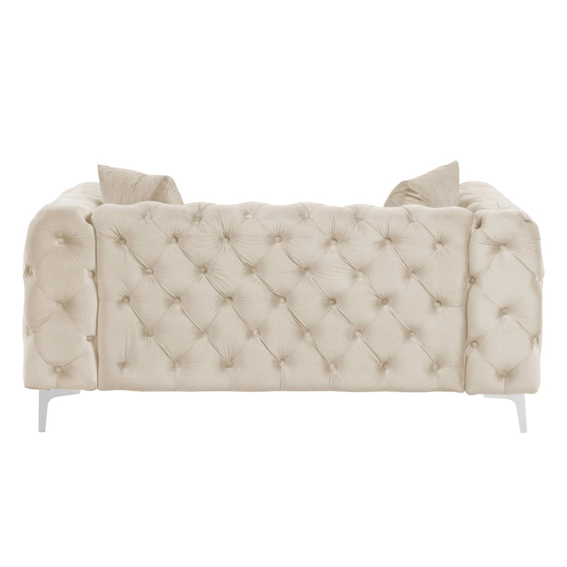 Causeuse 2 places en velours hollandais beige / bleu / gris / noir