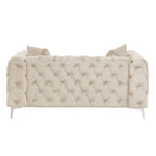 Causeuse 2 places en velours hollandais beige / bleu / gris / noir