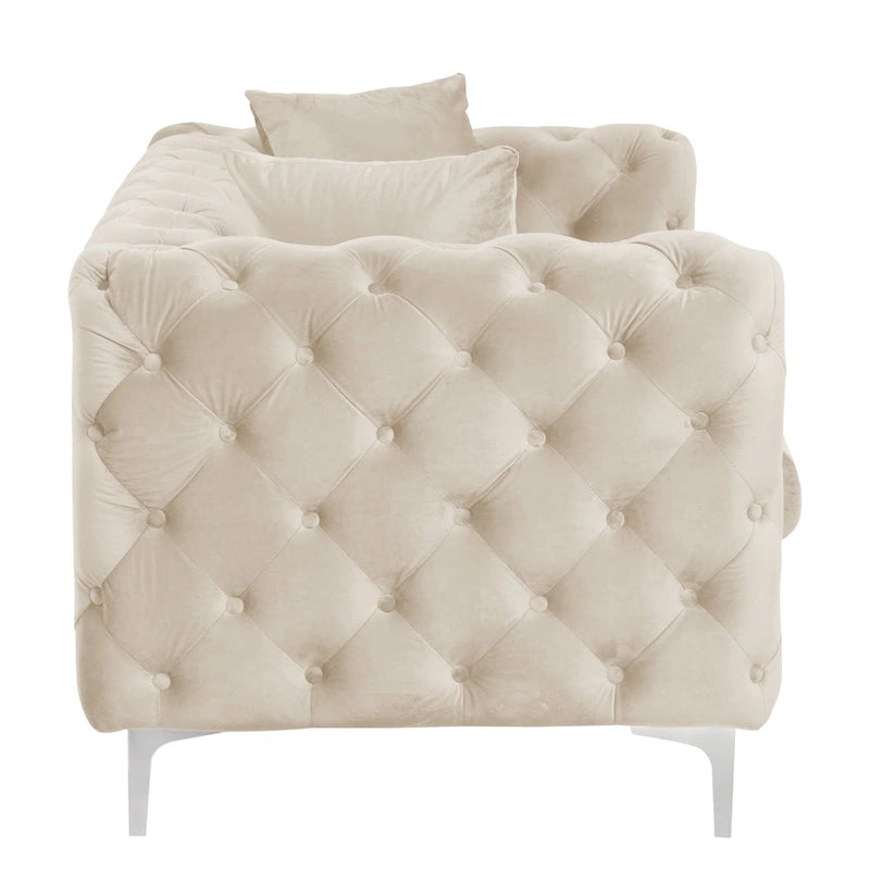 Causeuse 2 places en velours hollandais beige / bleu / gris / noir