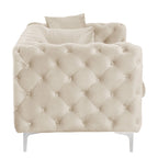 Causeuse 2 places en velours hollandais beige / bleu / gris / noir