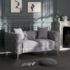 Causeuse 2 places en velours hollandais beige / bleu / gris / noir