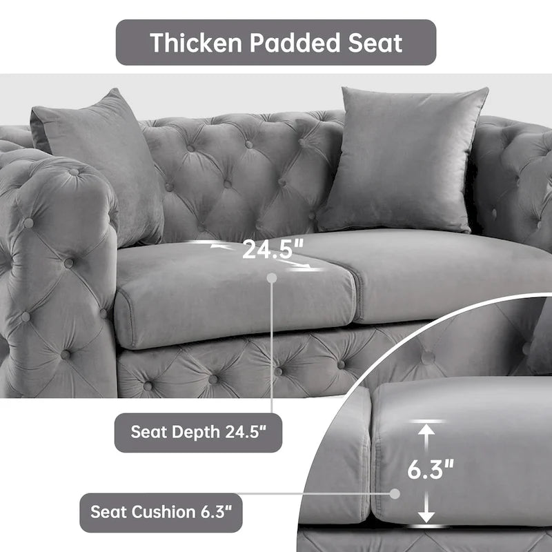 Causeuse 2 places en velours hollandais beige / bleu / gris / noir