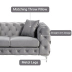 Causeuse 2 places en velours hollandais beige / bleu / gris / noir