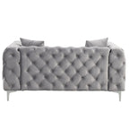 Causeuse 2 places en velours hollandais beige / bleu / gris / noir