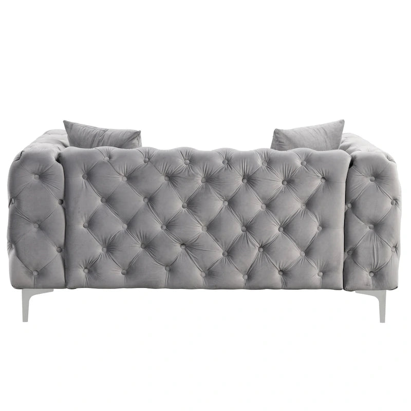 Causeuse 2 places en velours hollandais beige / bleu / gris / noir