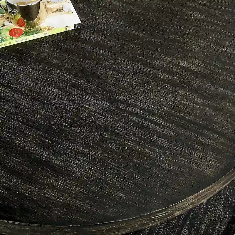 Table ronde à 2 niveaux – Noir et bois, cadre métallique, 1 à 4 utilisateurs