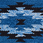 Banc 1 place en tissu aztèque crème et bleu foncé avec pieds épingles à cheveux